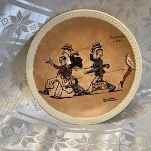 Newell Pottery Co. Norman Rockwell on Tour Collector Plate Promenade a Paris